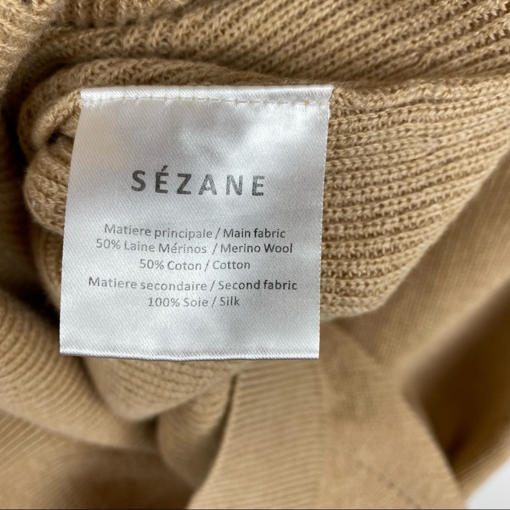 Sezane Wool Blend Back Lace Up Sweater Camel Size Small - Picture 5 of 7